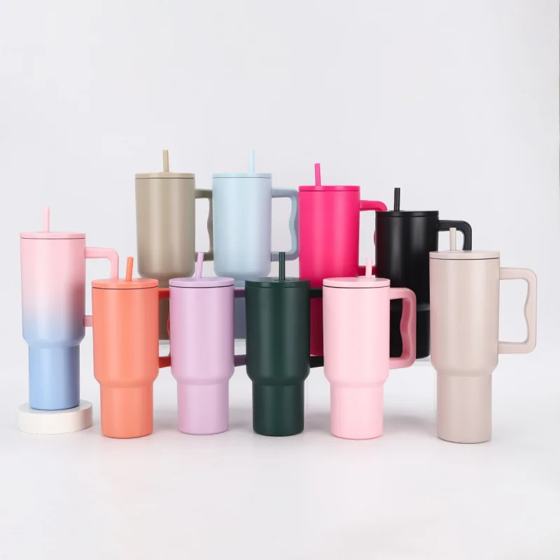 30/40oz Vacuum Thermos Bottke Tumbler With Handle Lid Straw Stainless Steel Cup Leak Proof Keep Cold Hot Travel Car Coffee Mug