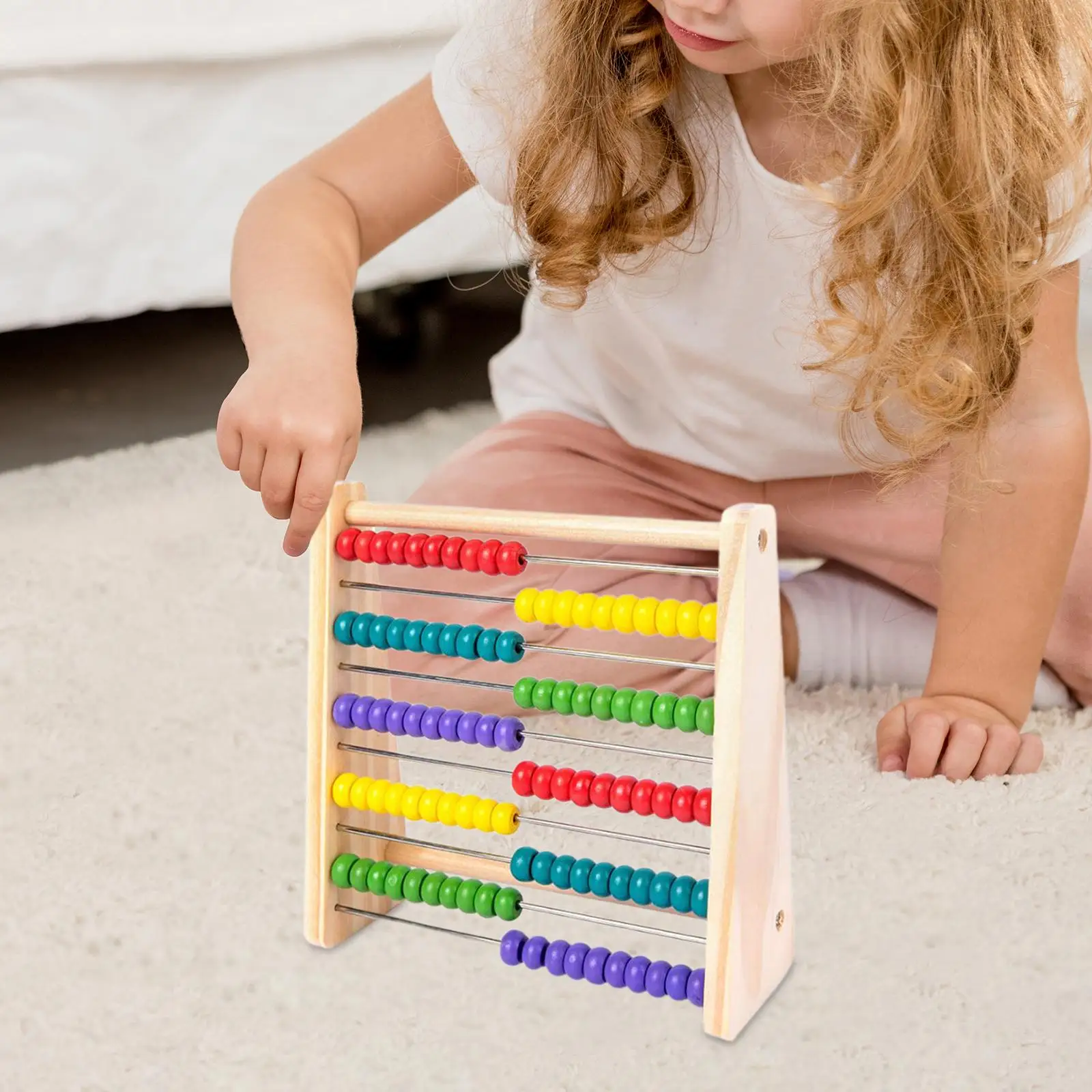 Wooden Abacus with 100 Beads Counting Beads Frame for Child Homeschool