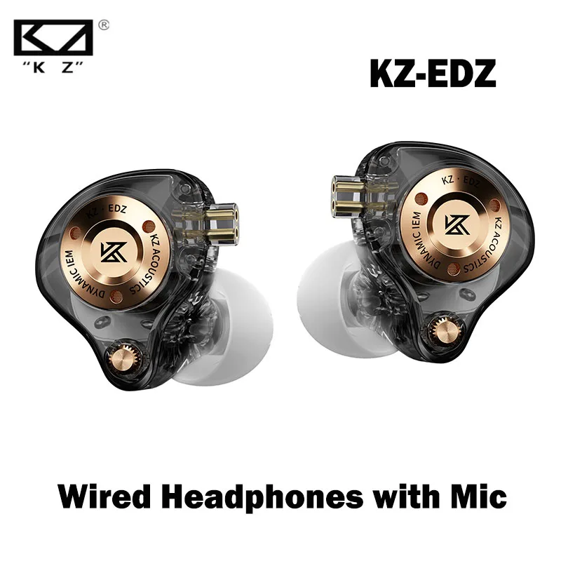 KZ EDZ HIFI Wired Earphone, Ultra Wide Frequency IEM Metal In-ear Monitor Bass Stereo Earbud Gaming Headset With Mic