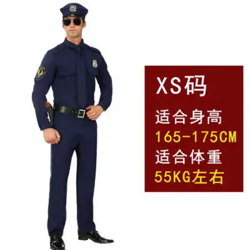 Costumes de policier d'Halloween pour hommes, uniforme de police de carnaval, ensembles de vêtements de cosplay de policier de l'armée, performance de fête adulte