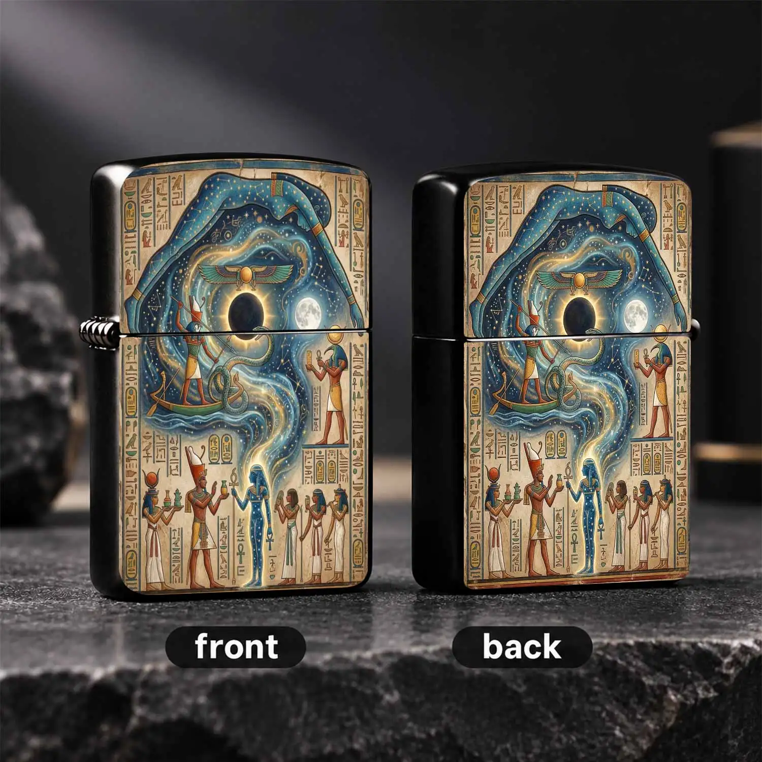 Vintage Egyptian Mythology Themed Lighter, Ancient Civilization Nut Starry Sky Art Pattern, Portable Stylish Ignition Tool, Ideal For Daily Use, Gifting, Multi-Scenario Application, Exotic Aesthetic Decorative Practical Accessory A Humorous