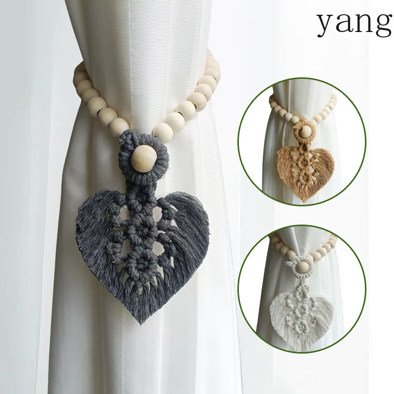 CX Boho Hand Woven Wooden Bead Leaf Curtain for Doorway, Window & Home Decoration