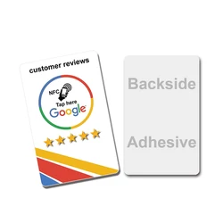 NFC Google Review Cards Android/iPhone Tap URL Writing Social Business Review Cards  Back Sticker NFC Custom Card