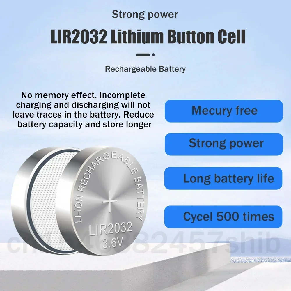 2-10PCS LIR2032 LIR 2032 3.6V Rechargeable Lithium Battery For Toy Car Key Scale Remote Control CR2032 ML2032 Button Coin Cells