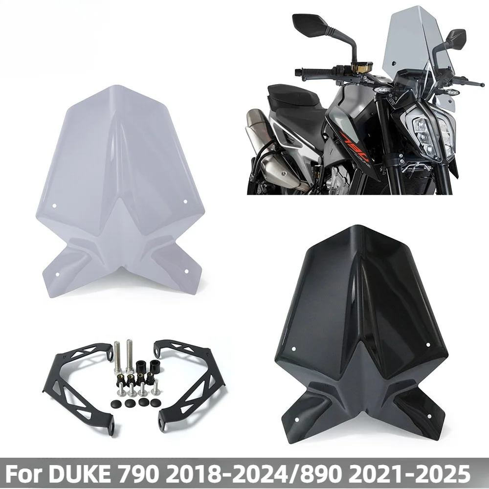 

For Duke 790 Windshield Windscreen for KTM Duke790 2018-2024 Motorcycle Wind Deflector Shield Screen with Bracket Accessories