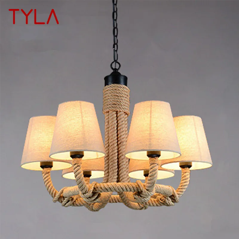 

TYLA American Style Retrohemp Rope Chandelier Nostalgic Loft Industrial Style Internet Cafe Restaurant Hot Pot Shop Pendant