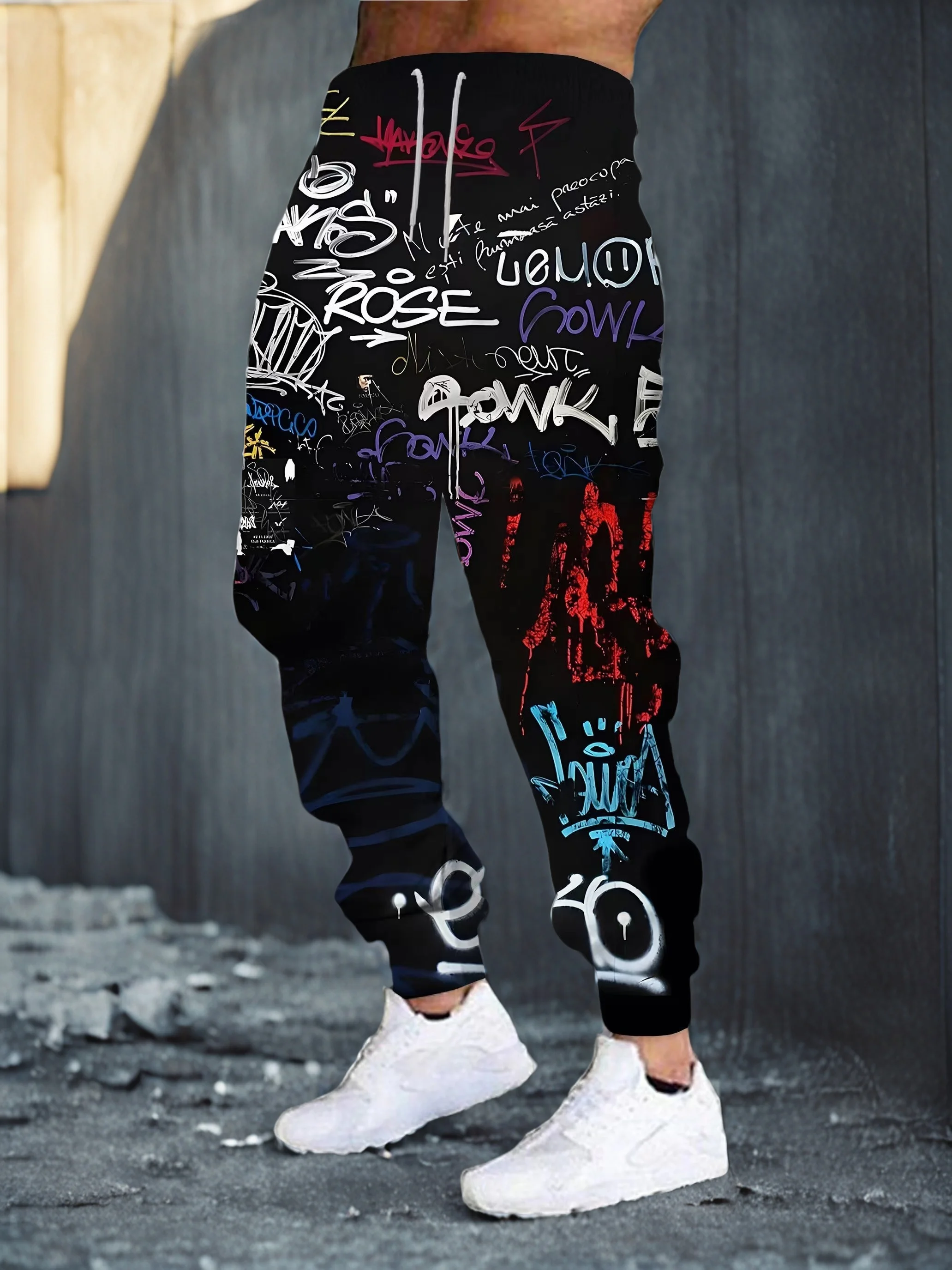 

New stylish and casual 3D graffiti printed pocket drawstring sports men's trousers for the autumn of 2025