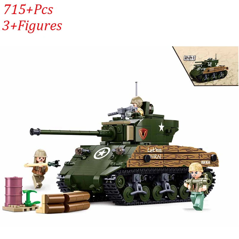 2023 Battle of Iwo Jima World War 2 Sets Military Vehicle Tank Fighter Plane Truck Building Blocks Army ww2 Weapon Figure Bricks