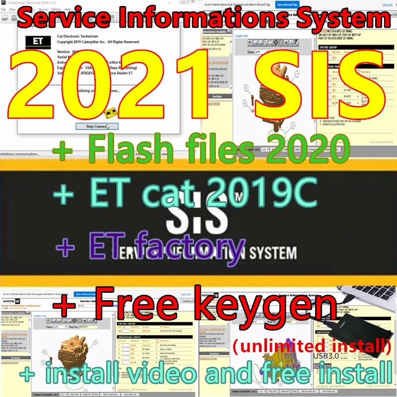 2021.1 SIS for red Caterpillar CAT Service Information System sis 2021+ ET CAT 2019 + Flash files 2020+ ET Factory+ free keygen