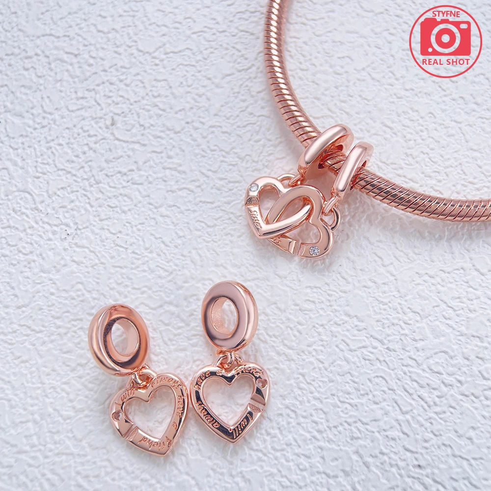 Plata de Ley 925, oro rosa auténtico, pulpo rosa, corazón de tortuga de verano, colgante compatible con Pulsera Original, collares, pulsera para niña