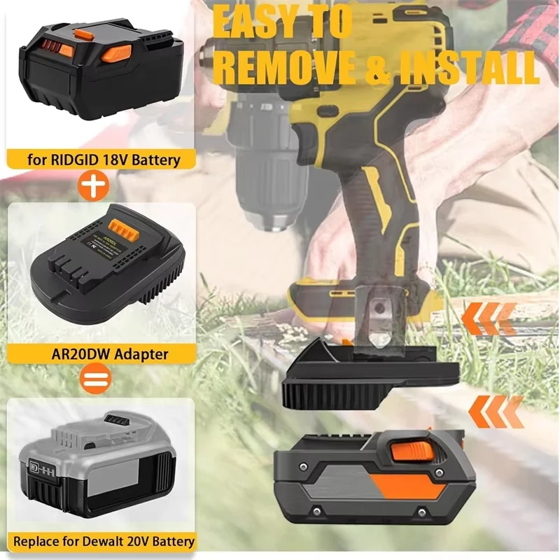 Adapter Converter for Ridgid/AEG 18V Li-ion Battery To for DeWalt 18V Battery for DeWalt 20V Cordless Power Drill/Driver Tools view 6