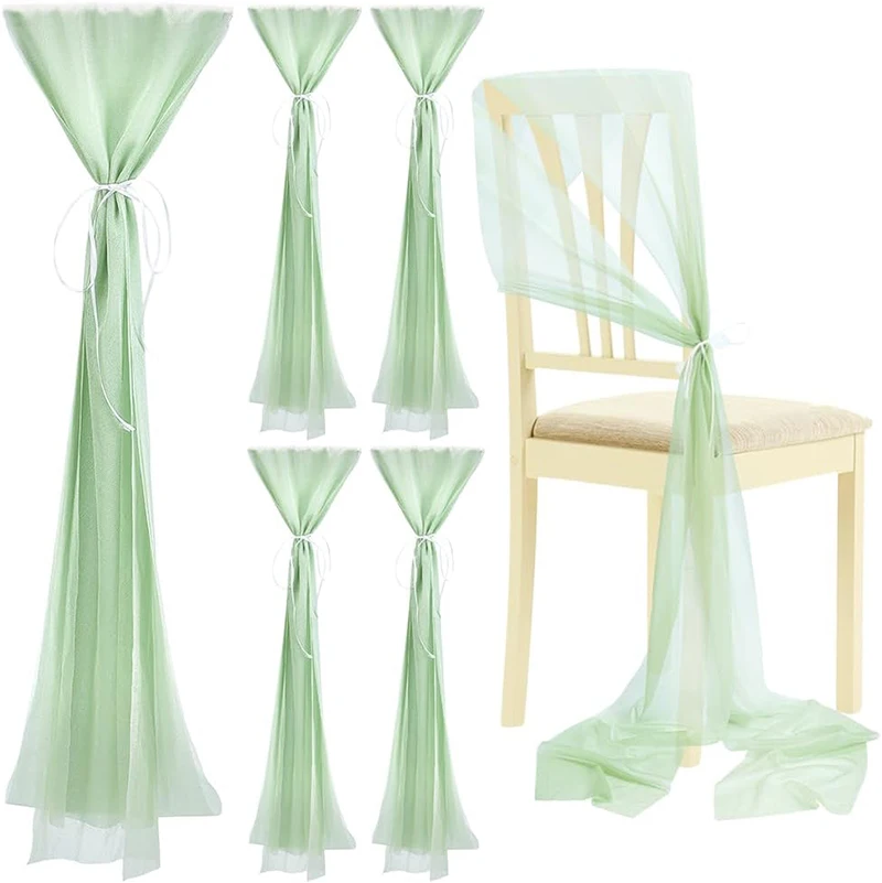 10/50Pcs Wedding Chiffon Chair Sashes Tulle Sheer Fabric Cover Aisle Decoration for Bridal Baby Shower Birthday Party Decoration