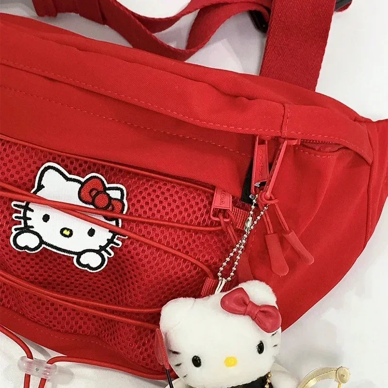 Sanrio Hello Kitty Solid Color Chest Bag dla kobiet Czerwona torba podróżna o dużej pojemności Crossbody Half Moon Fanny Packs Torba na ramię