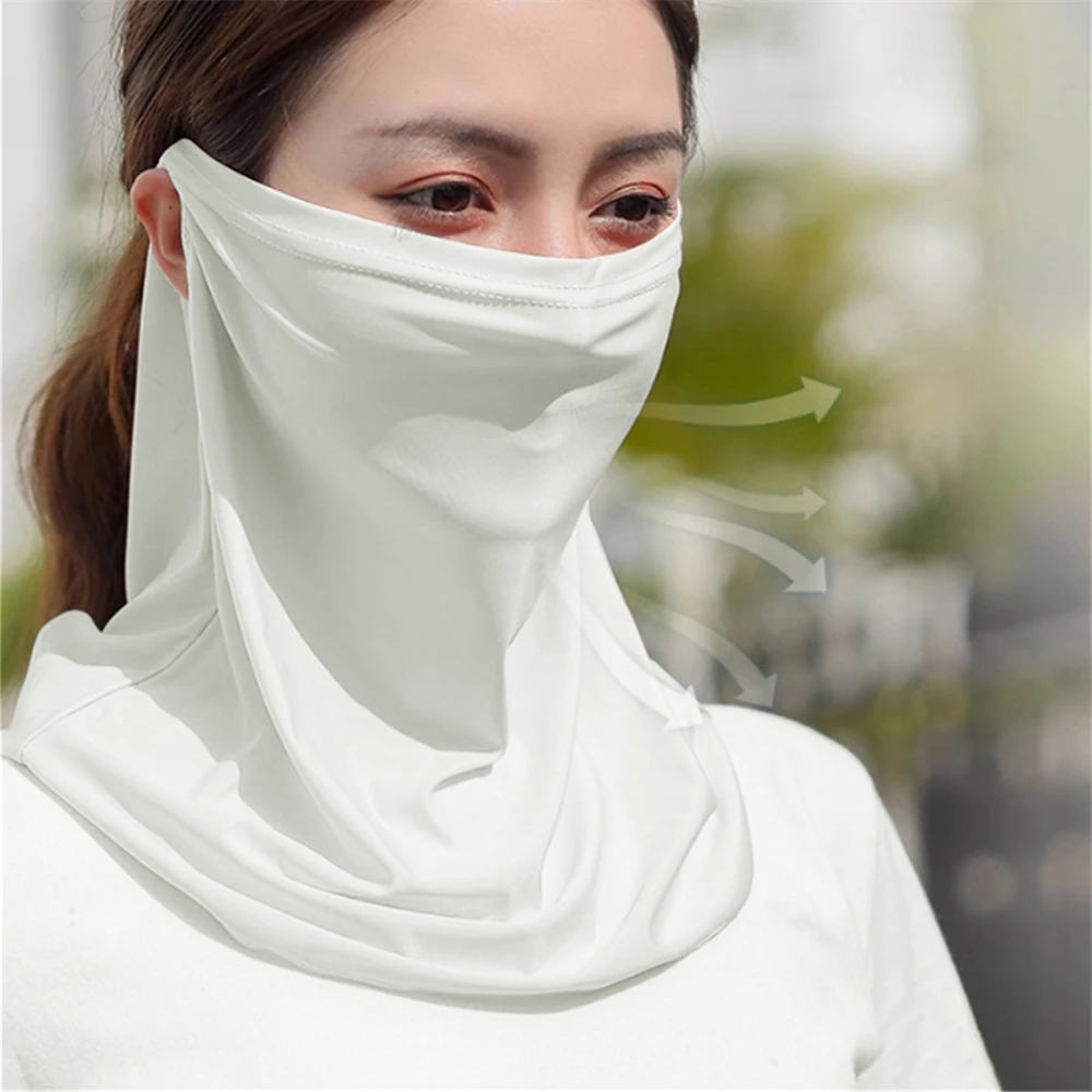 1PC Solid Color Sunshade Mask Ice Silk Sunblock Mask Thin Breathable Veil