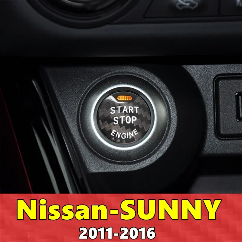 For Nissan Teana Car Engine Start Stop Button Cover Real Carbon Fiber Sticker 2012 2013 2014 2015 2016 2017 2018