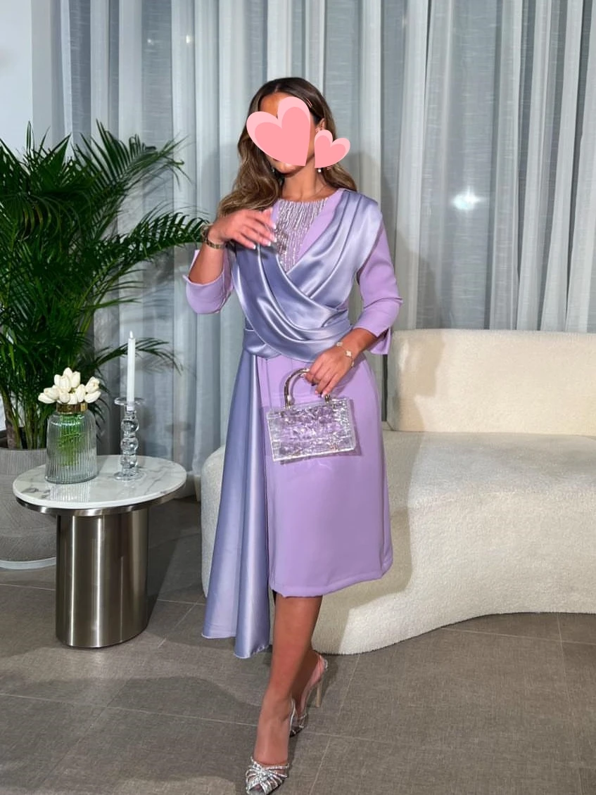 

Oisslec Prom Dress Elegant Vintage Sweet Lilac Beads Satin Stylish Customized Formal Occasion Prom Dress Evening Party Gowns