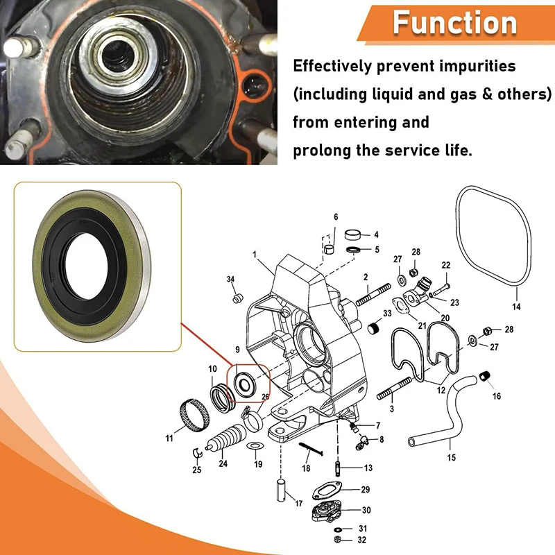 Gimbal Bearing Grease Seal for Mercruiser Alpha One Gen 1 & 2 Bravos I,II & III, Replaces 26-88416, GLM 85910, Sierra 18-2094