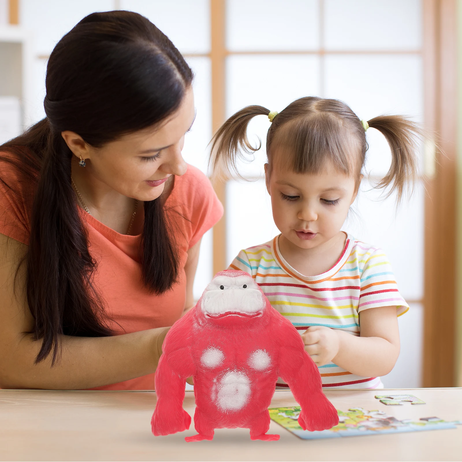 

Soft Stress Relief Gorilla Toy Red Small Squeeze Decompression Animal Fidget Sensory Kids Toys Bulk Party Favors