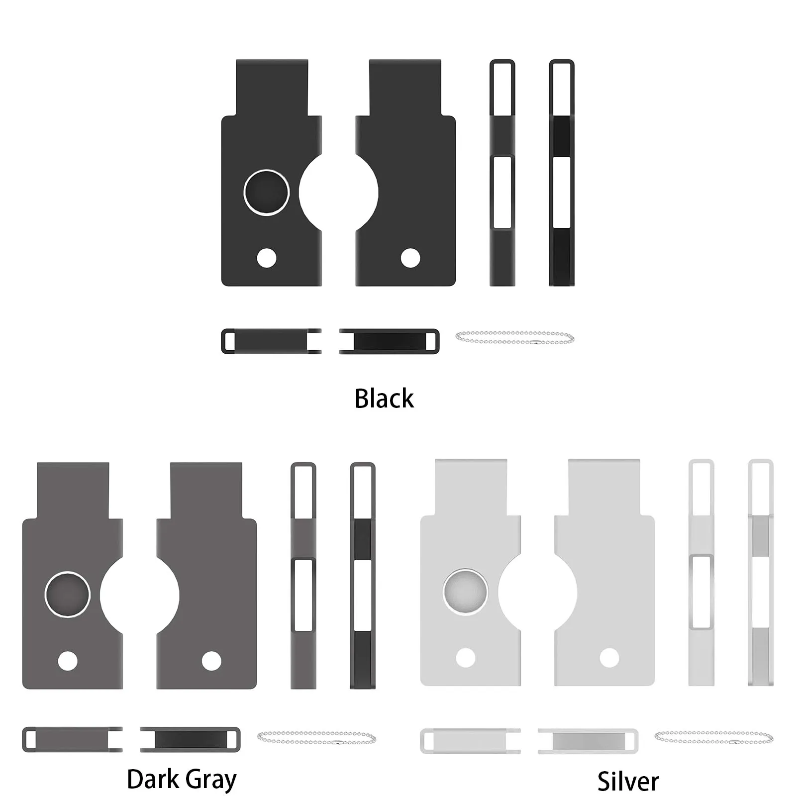 for YubiKey 5C NFC Hard Shell Metal Case Protective Cover with Bead Chain Keychain Holder Compact Black Silver
