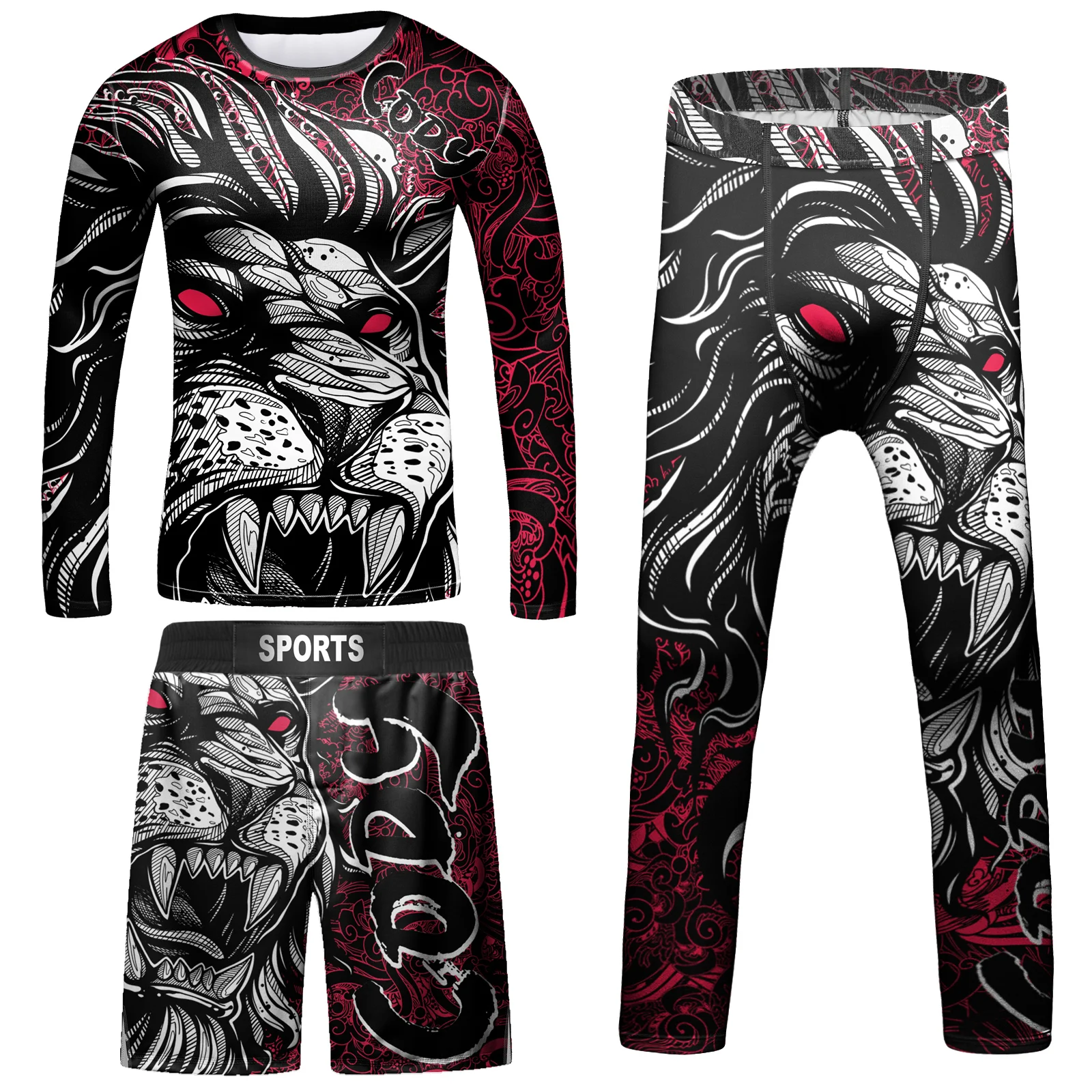 Cody Lundin 7-13 years Children's Mixed Martial Arts Gym Outdoor Sport 4-piece set Breathable jiu jitsu Fighting Shirt + Pants