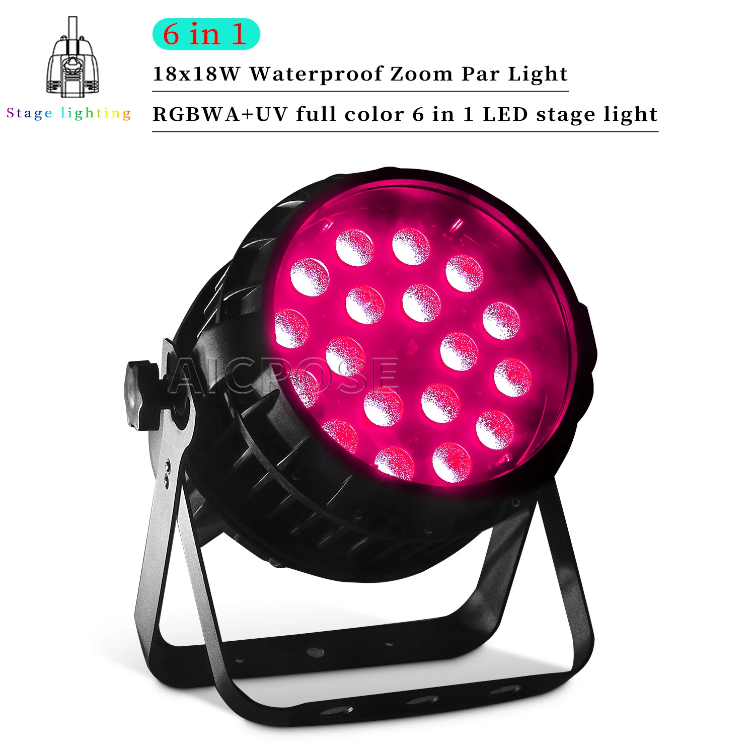 

18x12W RGBW 4in1 LED Par Light IP65 Waterproof Zoom Stage Light DMX Control Professional DJ Disco Equipment Stage Lighting