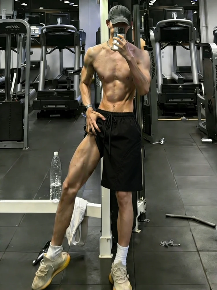 

Black Ice Silk Cool Feeling Fitness Shorts Men's Summer Outdoor Thin Breathable Casual Pants CleanFit Sports Pants