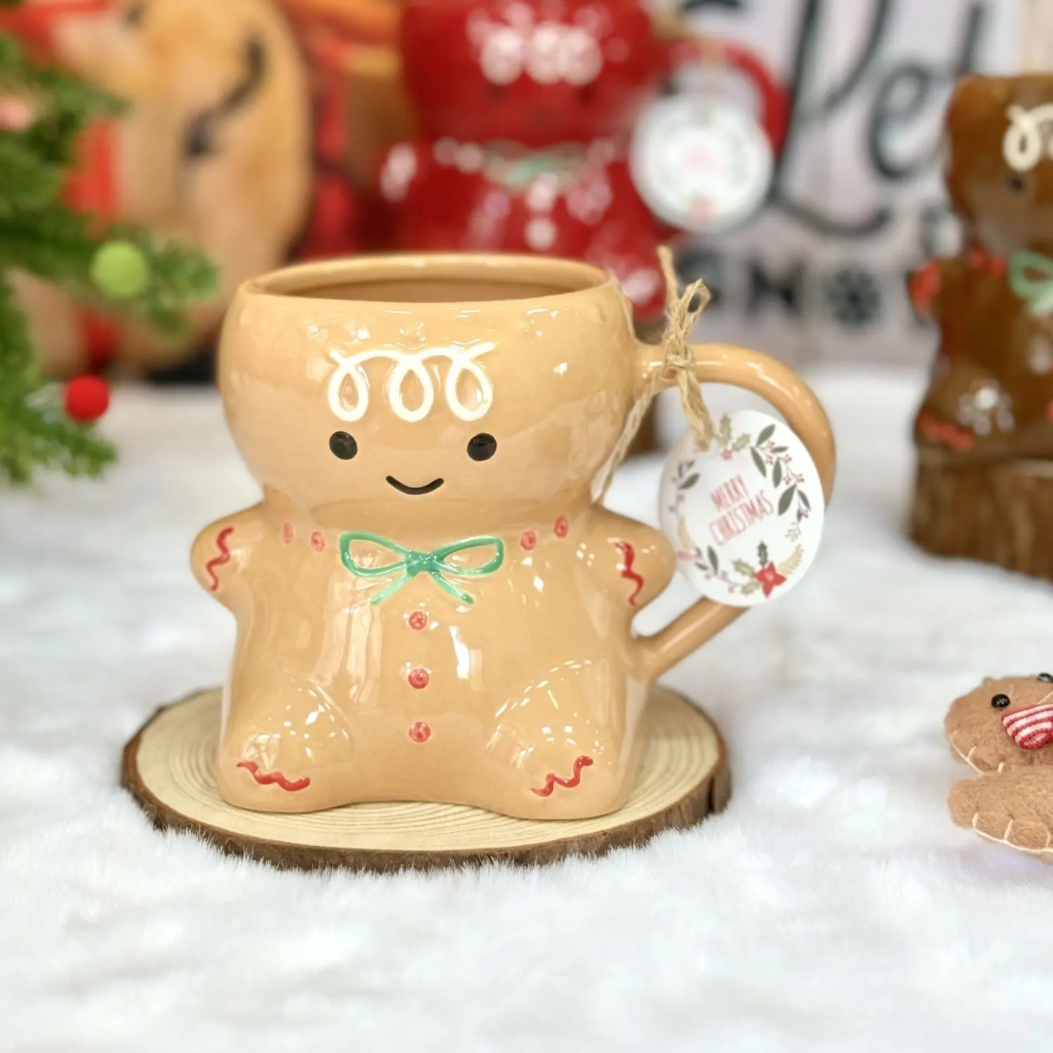 

Gingerbread Man Ceramic Mug, 380ML Cute Funny Coffee Cup Water Mugs Christmas Decoration Gift Unusual Drinkware