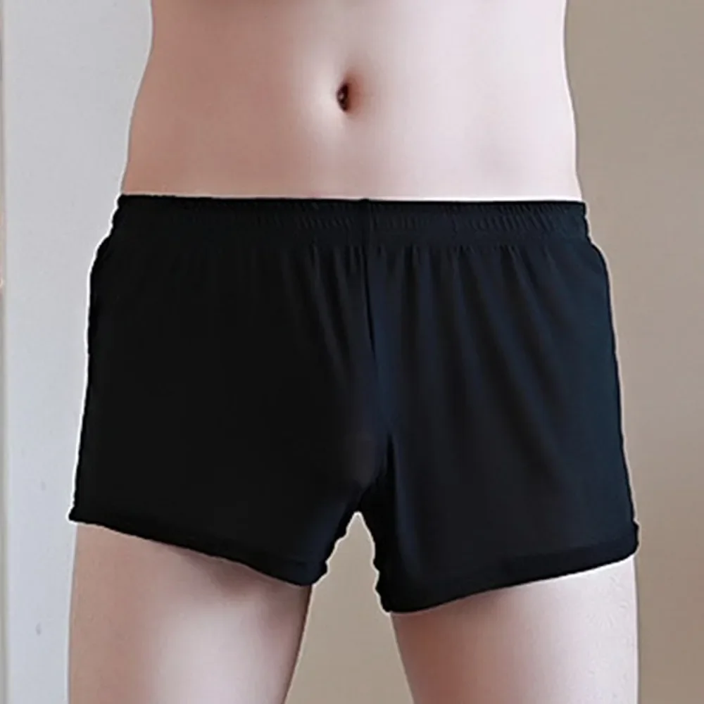 Men See Through Underwear Sexy Mesh Brief Sport Shorts Bottom Pants Transparent Underpants Home Nightwear Lingerie M -2XL