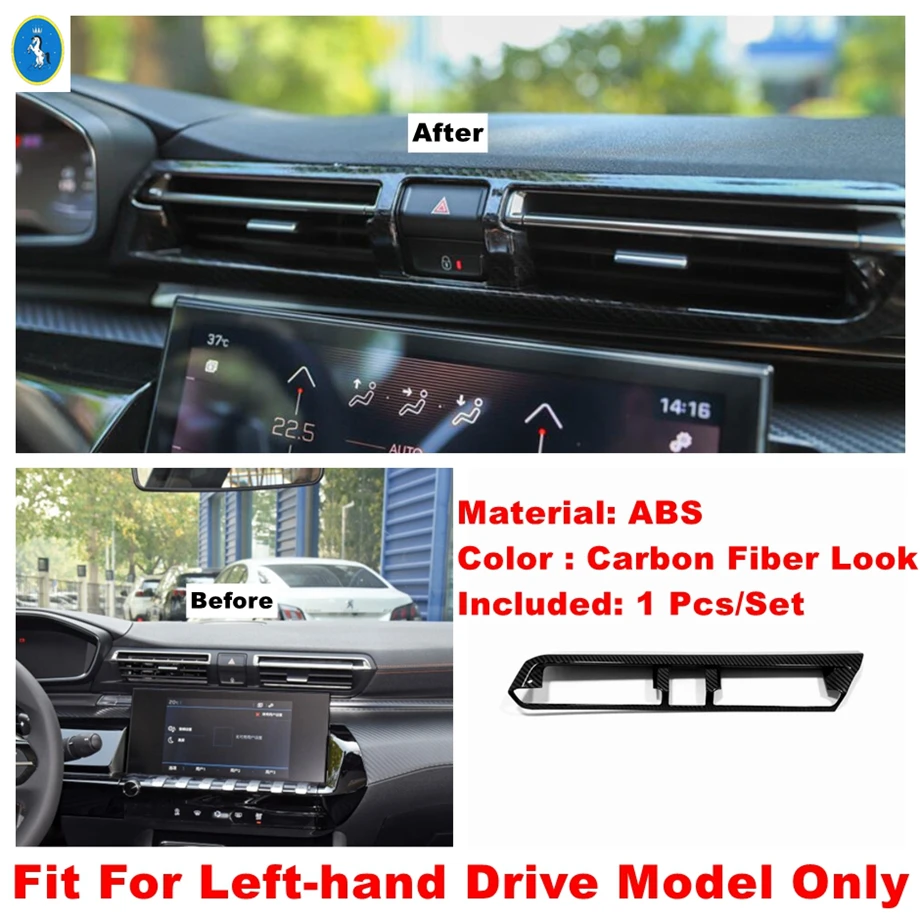 Dashboard Side / Center Air Conditioner AC Outlet Vent Frame Cover Trim For Peugeot 508 2019 - 2022 Car Carbon Fiber Accessories