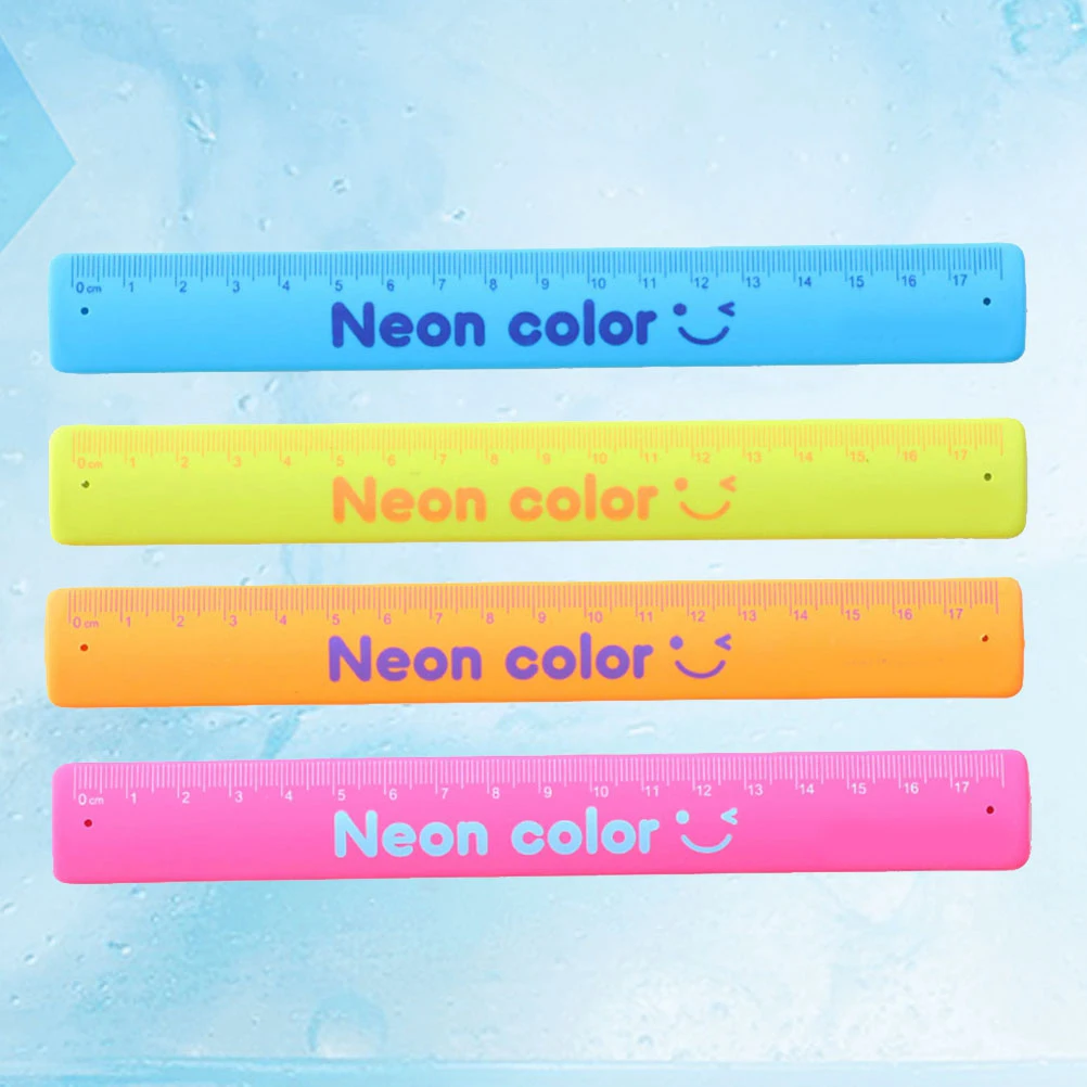4 Pcs Self-playing Bracelet Ruler Measure Tools Folding Straight Flexible Bouncing