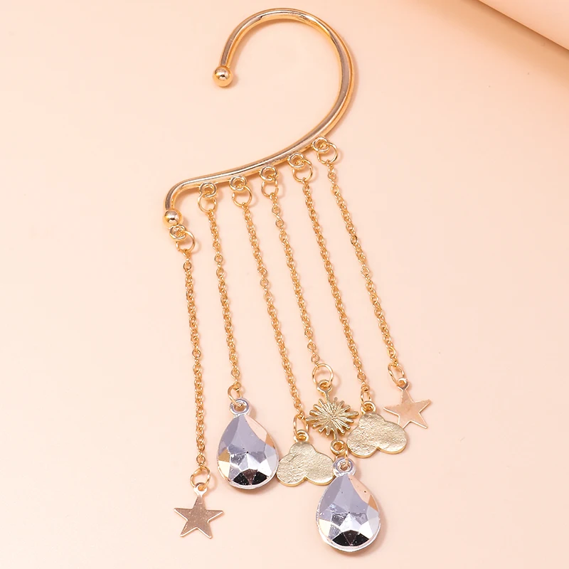 Aihua 1pc neue Stylistin Boho Schmetterling Stern Kristall Ohrringe für Frauen kein Piercing lange Ohr Manschette Ohrringe Böhmen Schmuck Geschenke – Detail 6