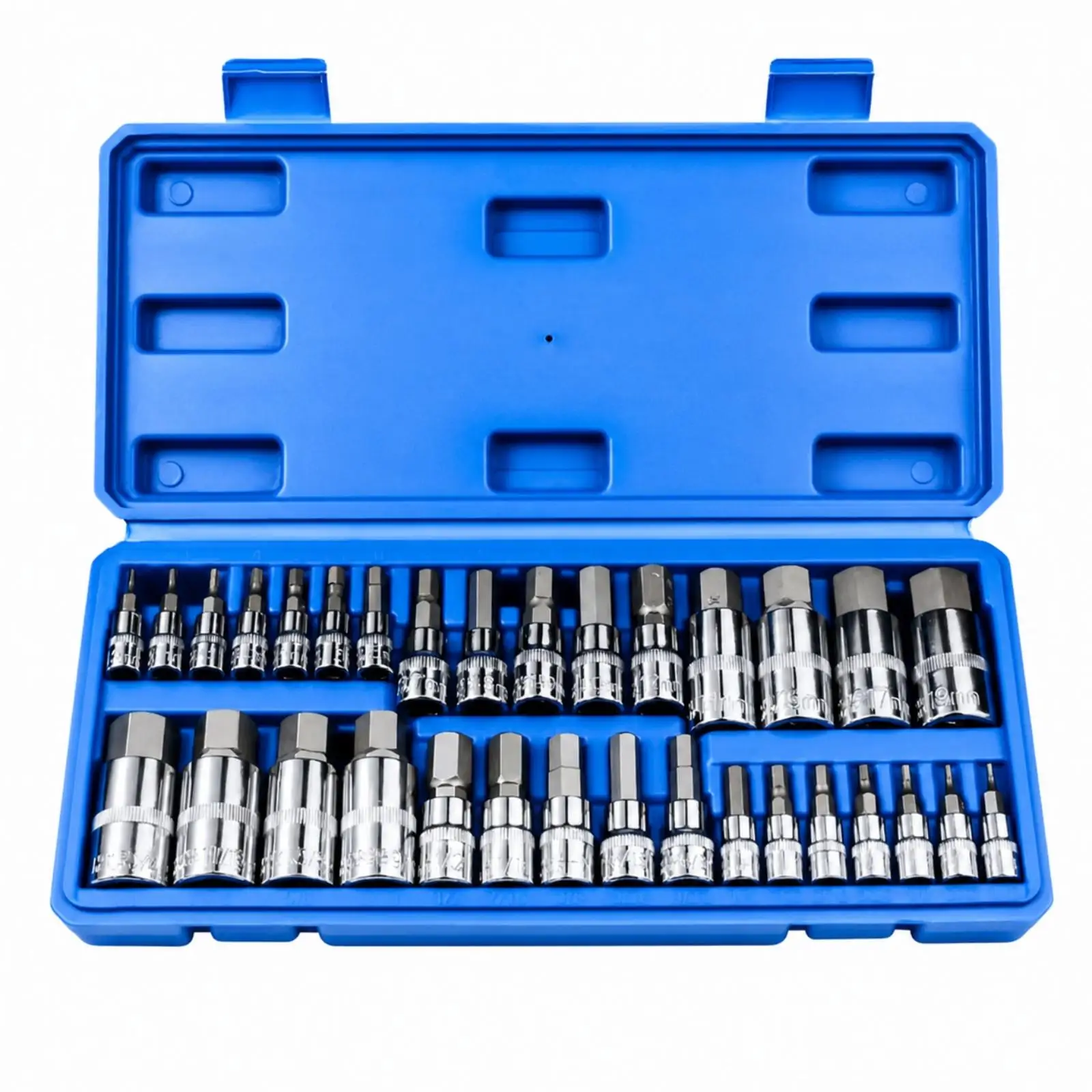 Hex Bit Socket Set 4mm to 24mm S2 Alloy Steel Long Hex Socket for Professional Use Portable Carry Case Storage Solution