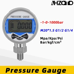 LCD Digital Pressure Gauge 6bar 400bar Air Liquid Fuel Oil Water 60/80/100mm dial Pressure Manometer M20*1.5 G1/4 Pressure Gauge
