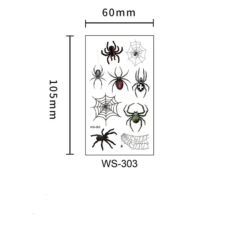 5 Stück wasserdichte lustige 3D-Spinnen-Tattoo-Aufkleber, schweißfest, Halloween, realistisch, gruselig, Spinnennetz, temporäre Tattoo-Aufkleber
