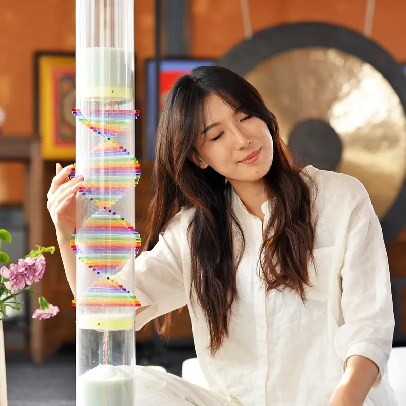 Acrylic Rain Stick Rotating Percussion Instrument Simulated Natural Rain Sound for Meditation Healing Decompression Music