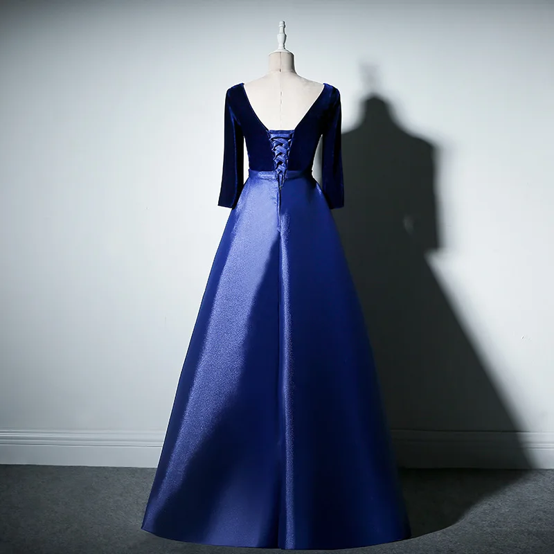 GUXQD – robe De soirée bleue à col en v pour femmes, tenue de soirée De standing