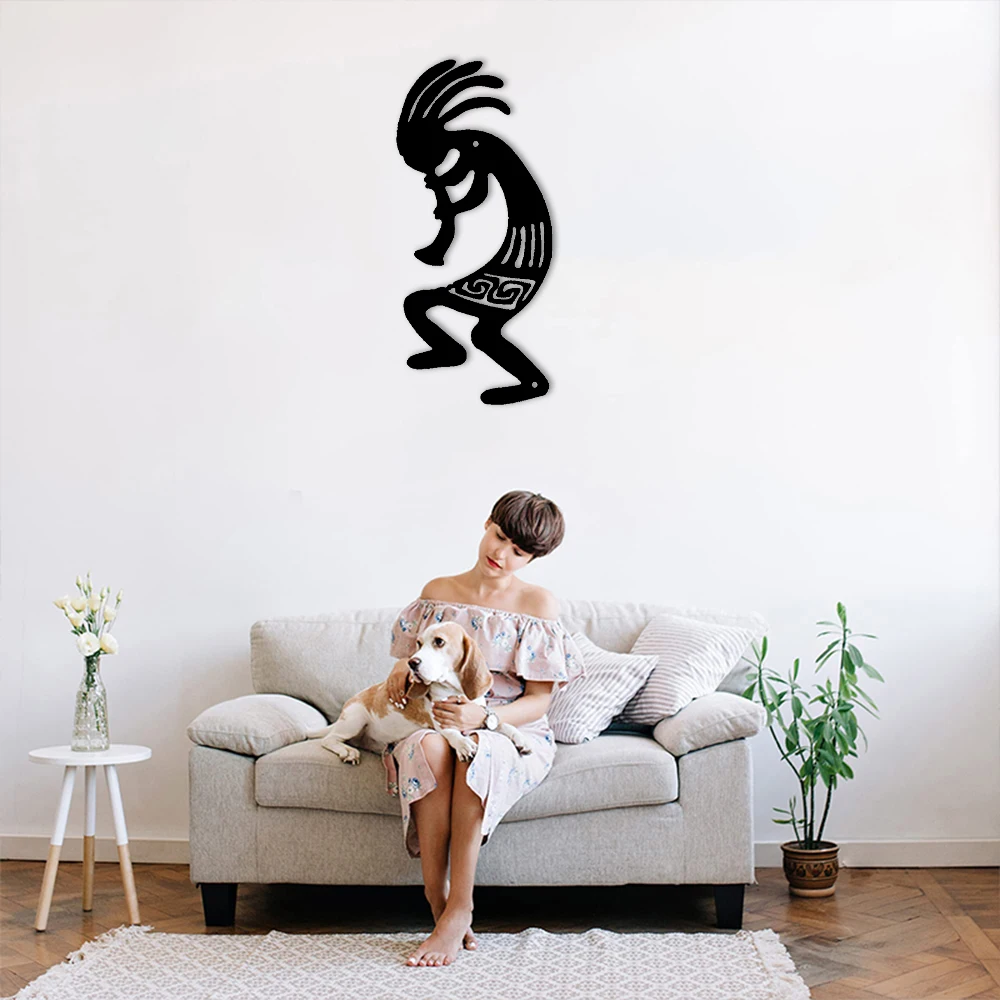 Black Figure Tribe Metal Wall Art Matte Black Wall Hanging Decor for Home Bedroom Living Room Kitchen Office Hotel Decoration