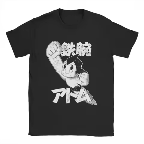 Mighty Atom Astro Boy Men's T Shirts Anime Funny Tee Shirt Short Sleeve Crew Neck T-Shirt Cotton Gift Idea Clothing