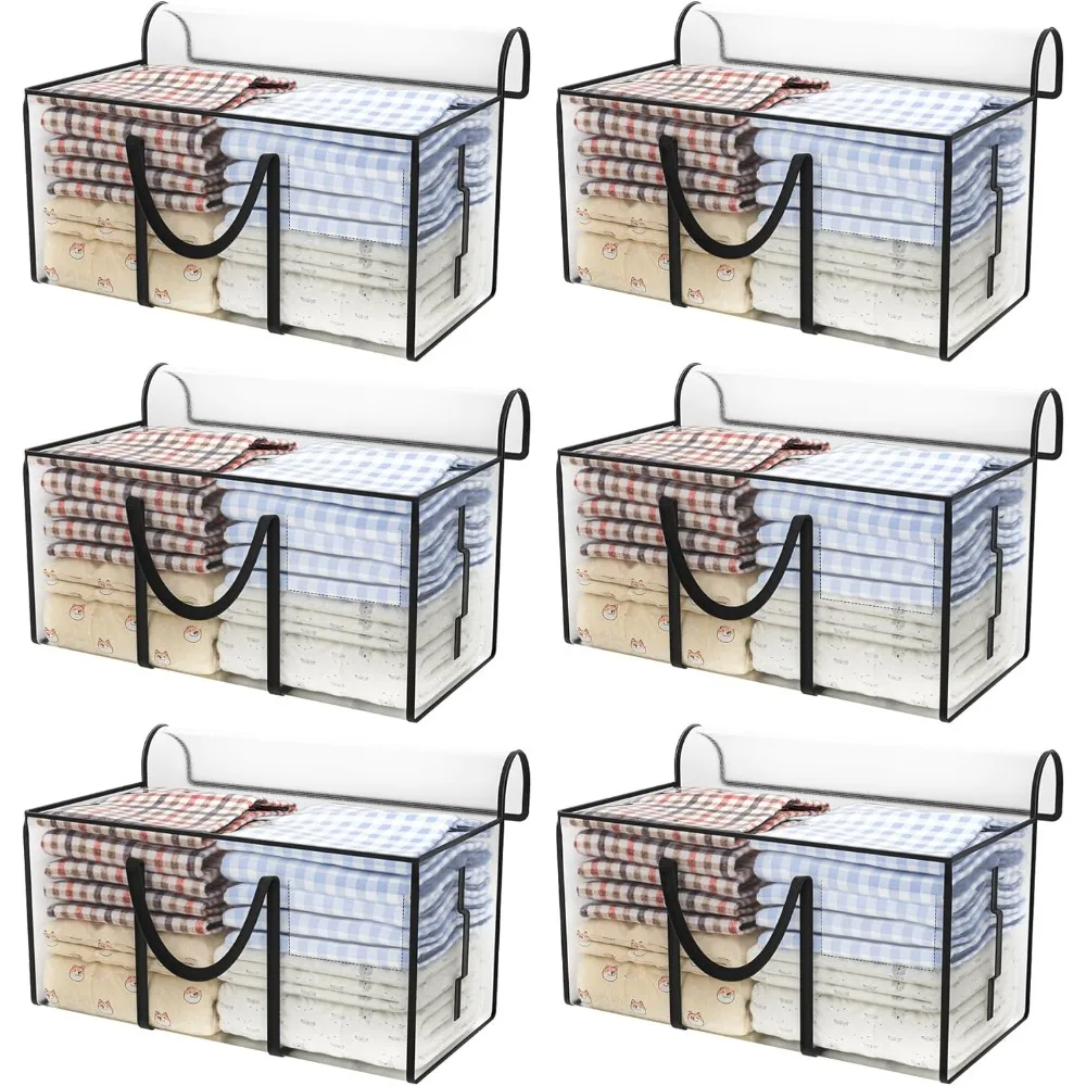 

97L moving bags heavy duty,6 pack extra large moving bags with zippers，moving totes with lids heavy duty，storage containers with