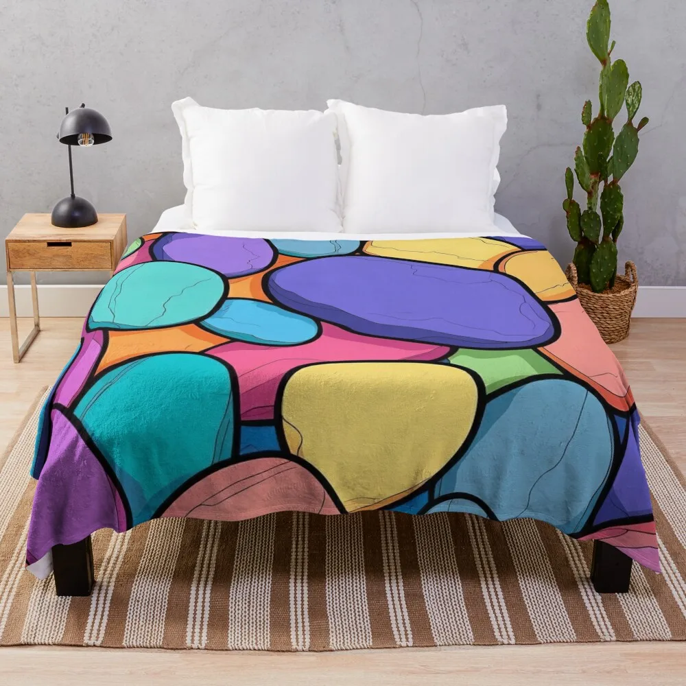 Multicoloured Pebbles in Soft Hues Throw Blanket Luxury Throw Blankets For Sofas Custom Blankets