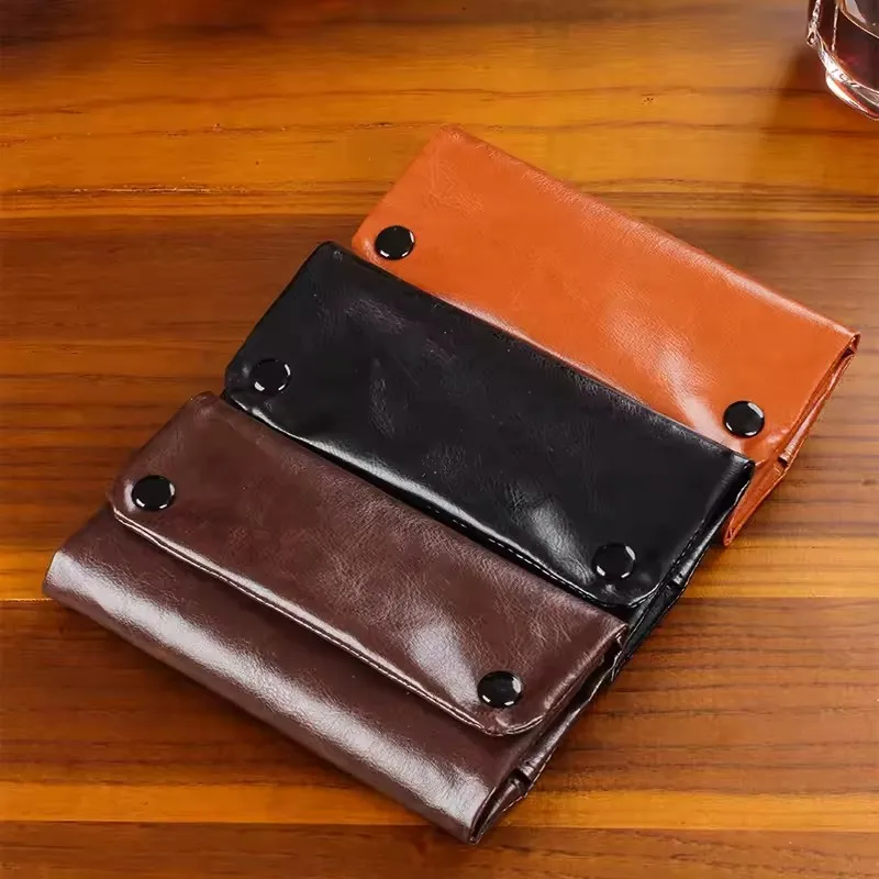 

Portable PU Leather Tobacco Pouch, Rolling Paper & Smoke Accessories Holder Case Perfect Rolling Cigarette Gift for Men