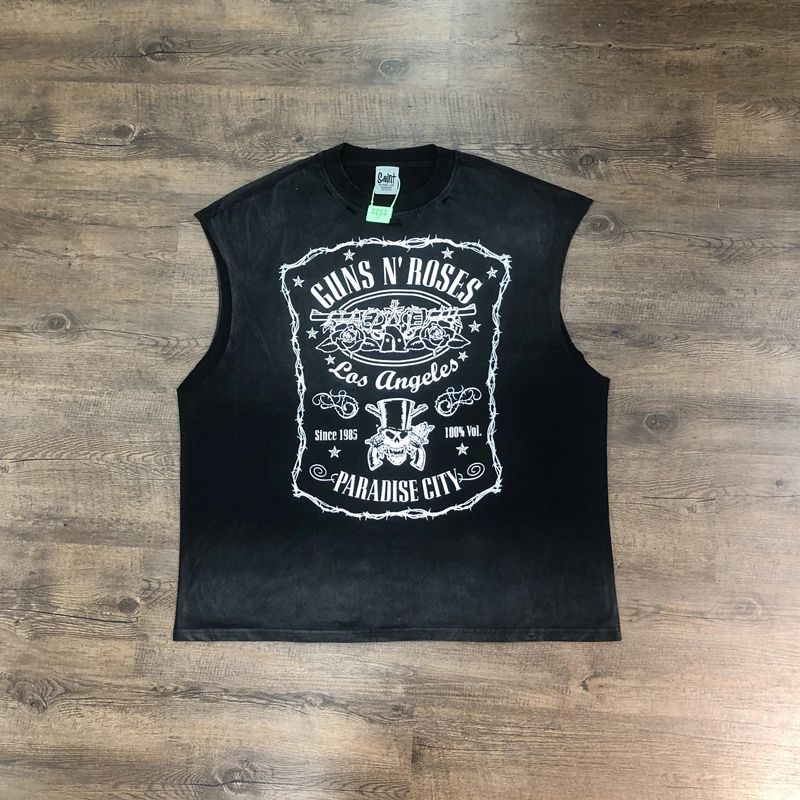 

Frog Drift Niche Streetwear Vintage Tops Clothing 100%Cotton Printed Loose Oversize Summer Vest For Men