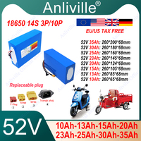 52V 10Ah 15Ah 20Ah 25Ah 30Ah 35Ah 18650 lithium battery pack with built-in BMS suitable for 14S 58.8V electric scooter tricycle