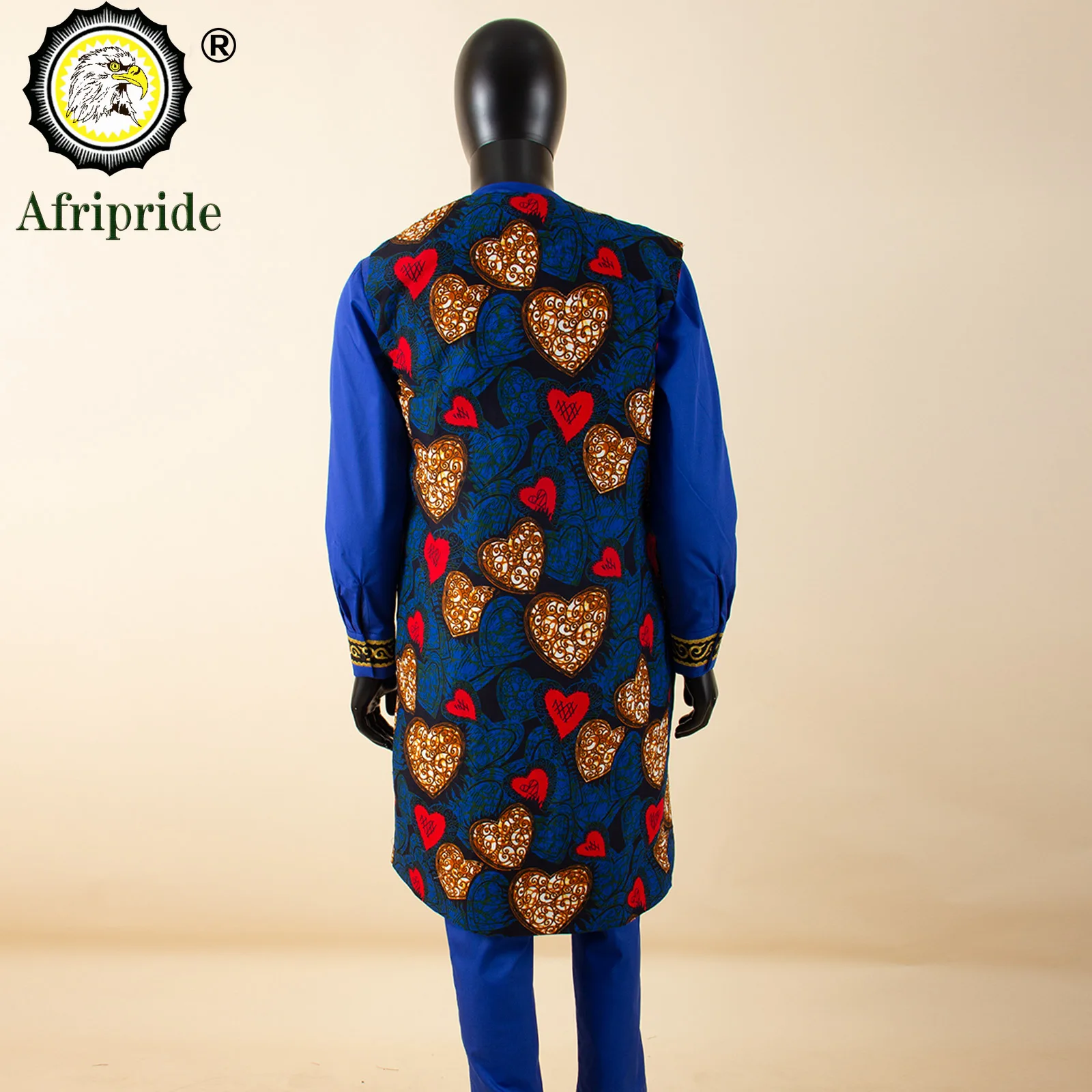 남성용 아프리카 의류 프린트 자켓 자수 셔츠 및 바지 3 피스 세트 다시키 의상 플러스 사이즈 포멀 복장 A2216035