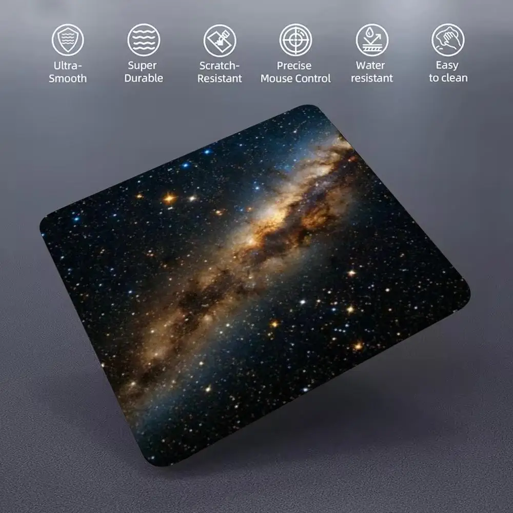 Starry Galaxy Square Mouse Pad Non Slip Rubber Base Smooth Surface Desk Mat For Laptop Computer Home Office Gaming Mouse Mat