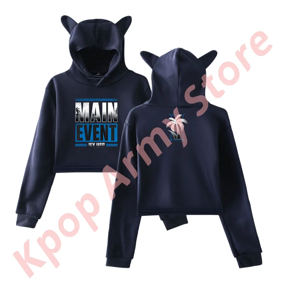 Jey Uso baju Pullover wanita lengan panjang, baju wanita atasan lengan panjang, Hoodie telinga kucing, Pullover Merch, acara utama