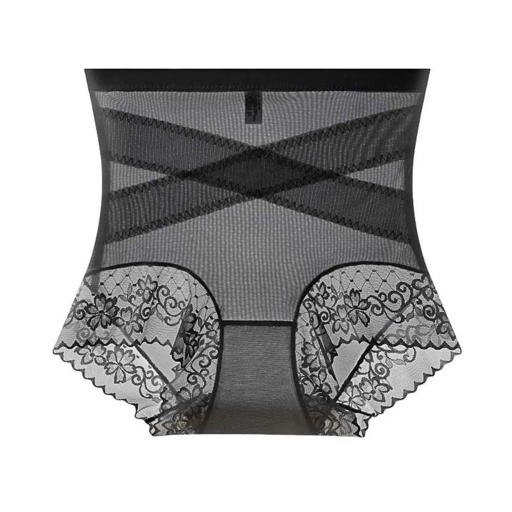 High Waist Thin Lace Panties Shapewear Mulberry Silk Crotch Postpartum Body Shaper Belly Contracting Seamless