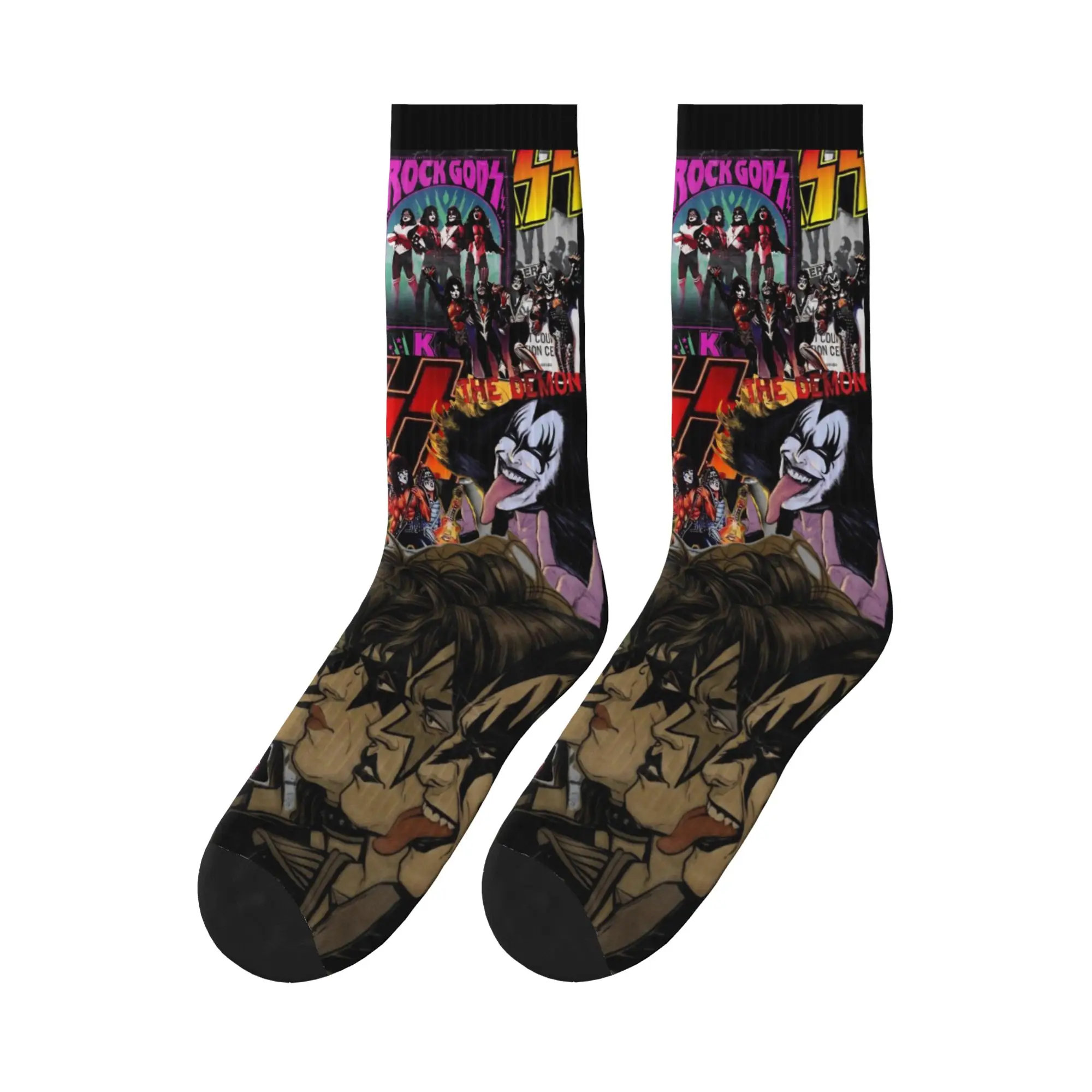 

Kiss Rock Heavy Metal Band Socks Elegant Stockings Men's Medium Soft Outdoor Sports Socks Autumn Graphic Anti Bacterial Socks
