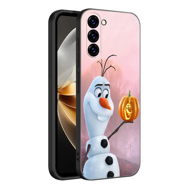 Cute O-Olaf Black Silicone Phone Case For Samsung Galaxy S23 S21 S20 FE S24 S22 Ultra S10E S10 S9 S8 Plus