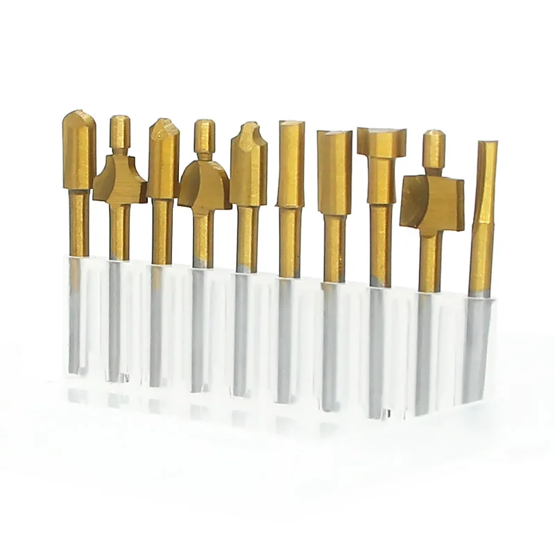 Imagem -04 - Hss Titânio Revestido Madeira Router Bits Files Mini Cortador de Madeira Moagem Fits Dremel Rotary Grupo Ferramenta de Carpinteiro com Case mm 10 Pcs